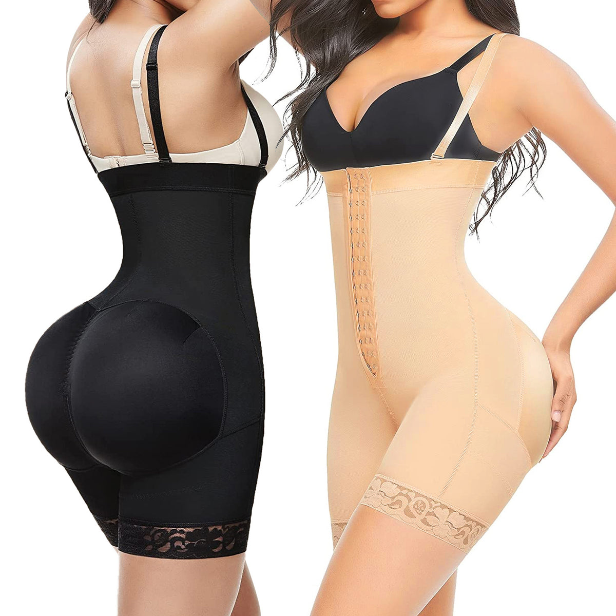 High Waisted Shapewear Bodysuit Crotch Zipper Tummy Lifting