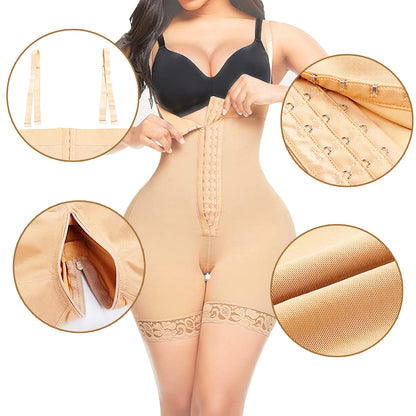 High Waisted Shapewear Bodysuit Crotch Zipper Tummy Lifting