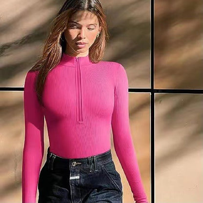 Long Sleeve Zipper Jumpsuit Seamless Slimming Shapewear Romper