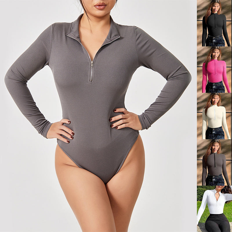 Long Sleeve Zipper Jumpsuit Seamless Slimming Shapewear Romper